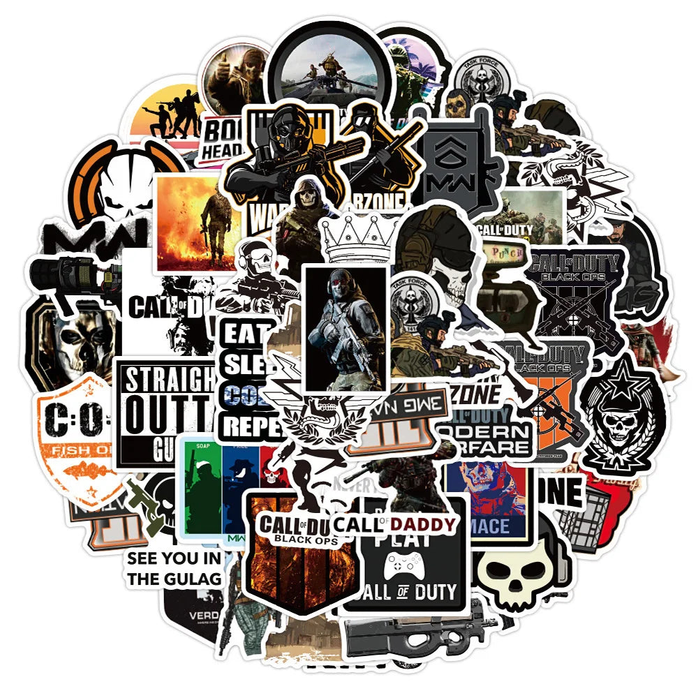 10/30/50PCS Cool Game COD Call of Duty Stickers Skateboard Guitar Car DIY Laptop Motorcycle Phone Bike Graffiti Sticker Kid Toy (ONLINE ORDER ONLY)