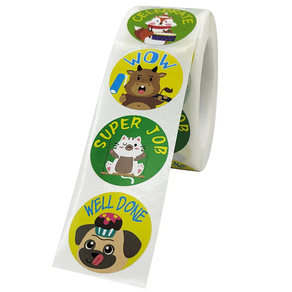 100-500pcs 1inch Reward Stickers Encouragement Sticker for Kids Motivational Stickers with Cute Animals for Students Teachers (Online Order Only)