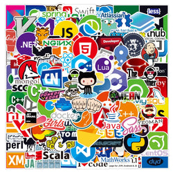Programming Language Logo Stickers Pack - Laptop Phone Skateboard Car Guitar Waterproof (Online Order Only)