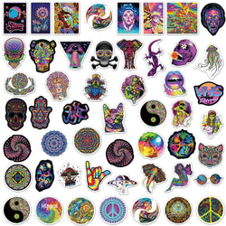 10/30/50PCS Psychedelic Cool Laser Style Fashion Street Art Graffiti Stickers Aesthetic Skateboard Laptop Sticker Decal Kid Toy (ONLINE ORDER ONLY)
