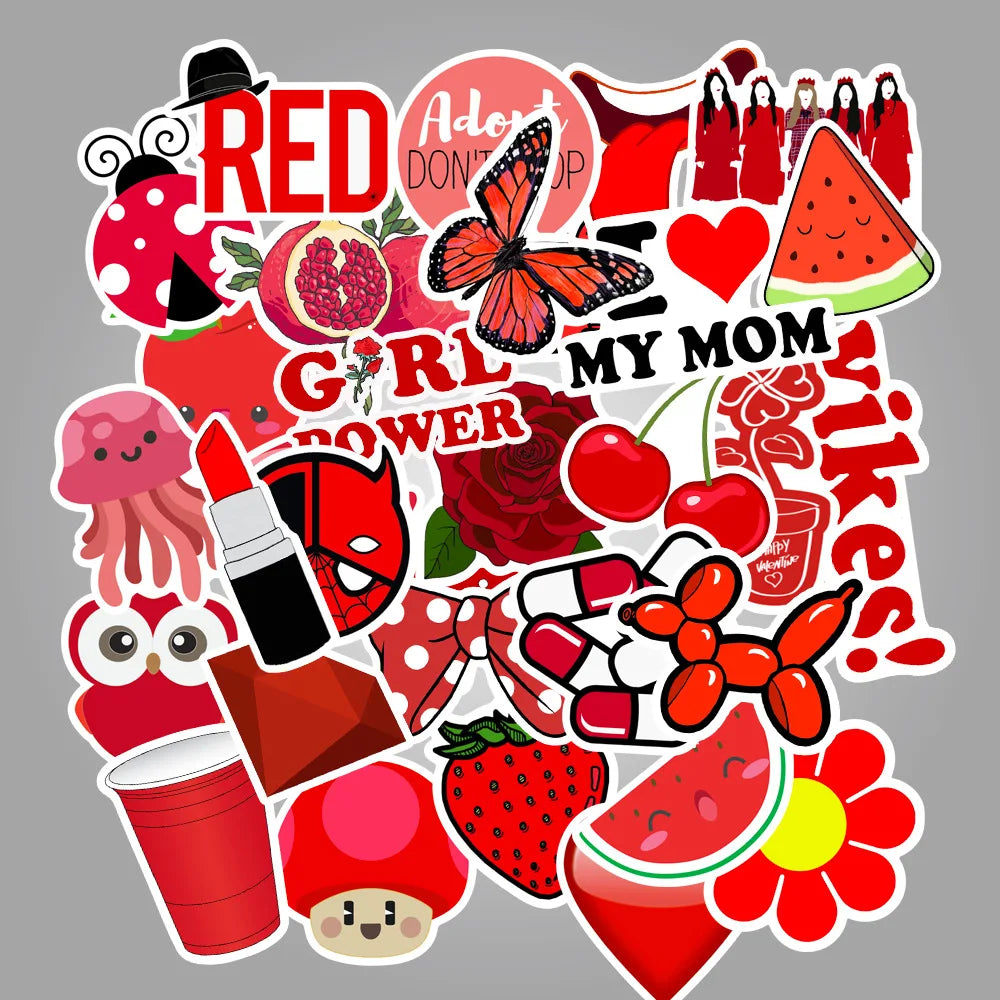 50PCS Cartoon Pink INS Style Vsco Girl Stickers For Laptop Moto Skateboard Luggage Refrigerator Notebook Laptop Toy Sticker (Online Order Only)