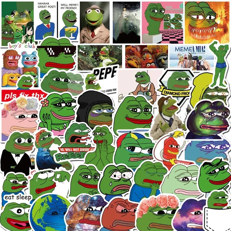 Frog PEPE Meme Stickers for Skateboard Helmet Bicycle Notebook Car Kid Toys (Online Order Only)