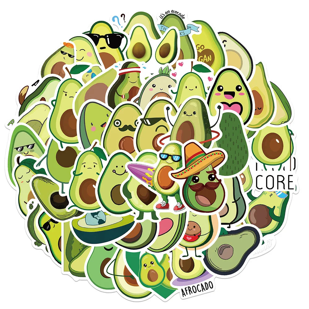 Avocado Cartoon Stickers for Laptop Phone Luggage Fridge Scrapbook Car 10/30/50pcs (ONLINE ORDER ONLY)