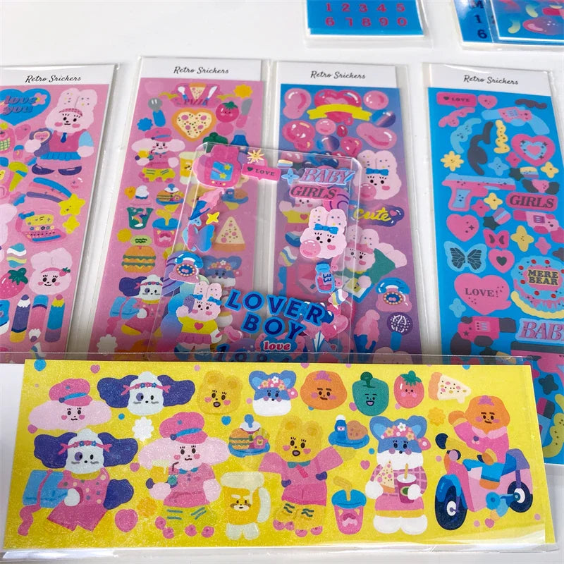 Cute Rabbit Laser Sticker Letters Decorative Stickers Idol Card Making Scrapbooking Journal Photo Album Stick Label Stationery (Online Order Only)