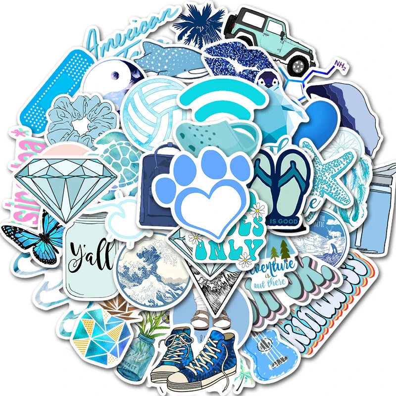 50PCS Cartoon Pink INS Style Vsco Girl Stickers For Laptop Moto Skateboard Luggage Refrigerator Notebook Laptop Toy Sticker (Online Order Only)