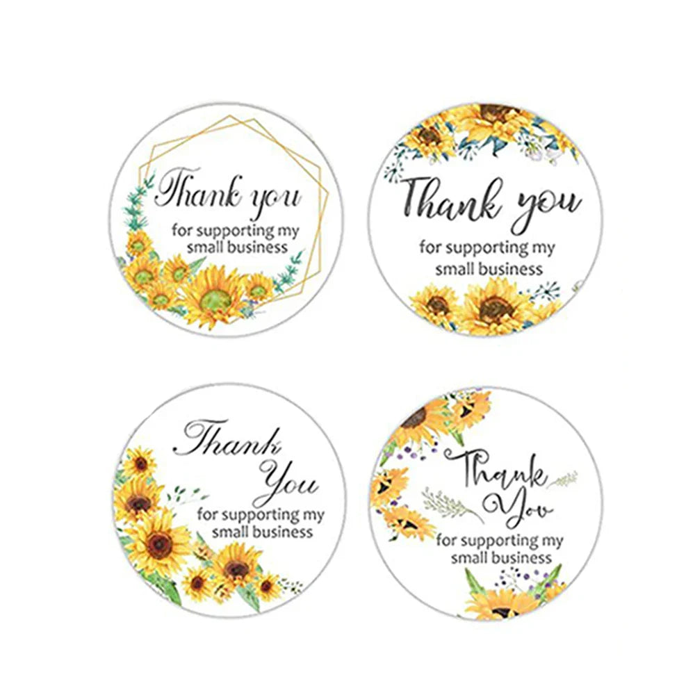 500pcs/Roll Sunflower Thank You Business Sticker Labels Roll Customer Appreciation Gift Seal Label Sticker (ONLINE ORDER ONLY)