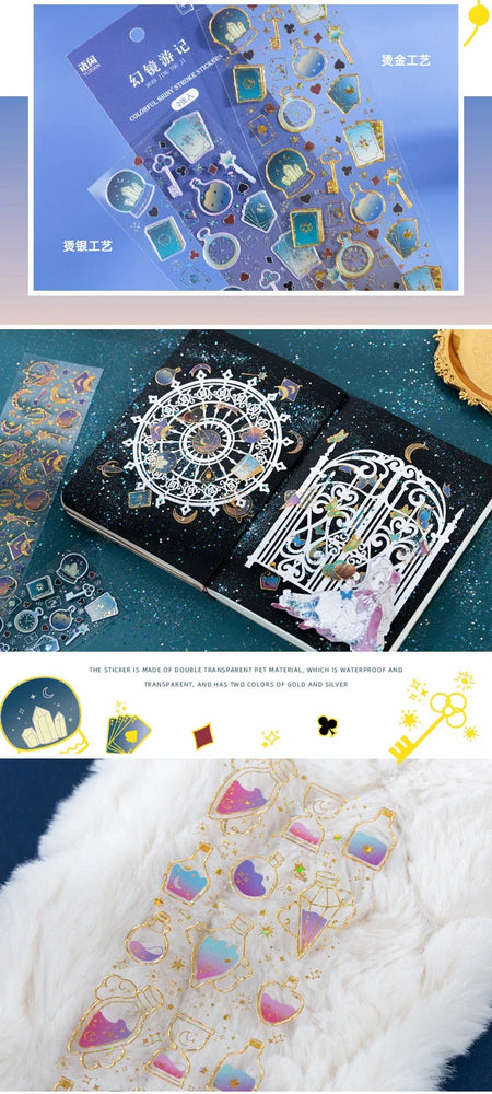 2Pcs Romantic Bronzing Silver Sticker Moonlight Scrapbooking Decorative Stickers Craft Photo Album DIY Aesthetics Stick Label (ONLINE ORDER ONLY)