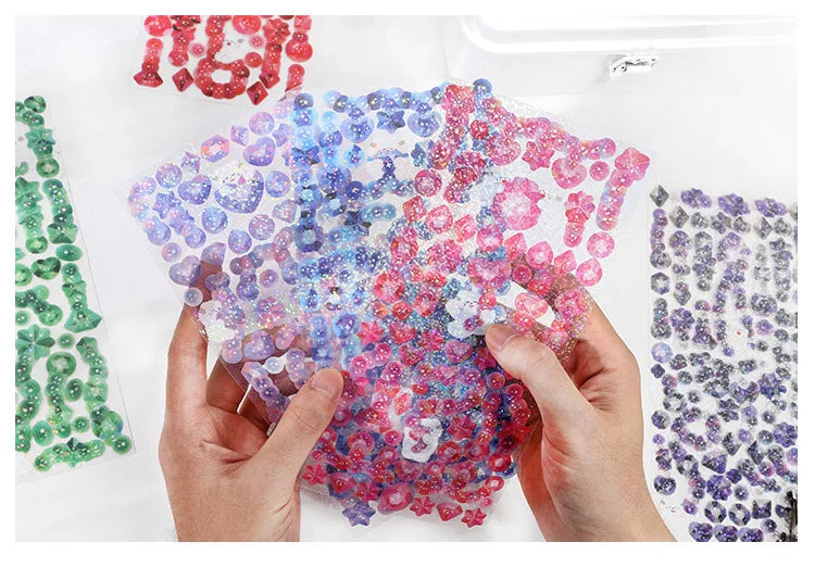 Laser Jewelry beaded Stickers Hand Account DIY Album Stick Label Decoration Scrapbooking Material Sticker Kawaii Stationery (ONLINE ORDER ONLY)