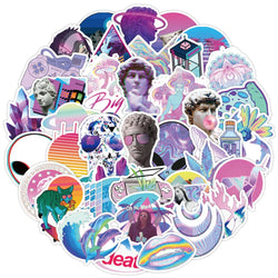 Vaporwave Stickers Pack: Skateboard, Laptop, Motorcycle, Luggage, DIY Decals (Online Order Only)