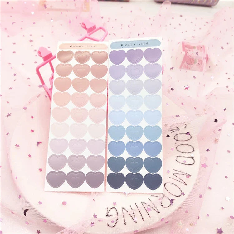 Cute Ins Gradient Love Heart Stickers Scrapbooking Decorative Sticker Korean DIY Diary Album Stick Label Kawaii Stationery (ONLINE ORDER ONLY)