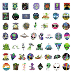 10/30/50pcs Psychedelic Alien Cool Graffiti Stickers Decals Kids Toy Luggage Laptop Phone Guitar Car Wall DIY Waterproof Sticker (Online Order Only)
