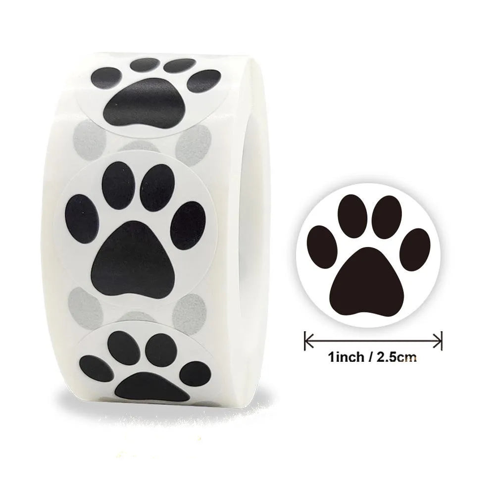Dog Paw Print Natural Kraft Paper Thank You Stickers Seal Labes 1Inch Gift Packaging Stationery Sticker 500 Labels Per Roll (Online Order Only)