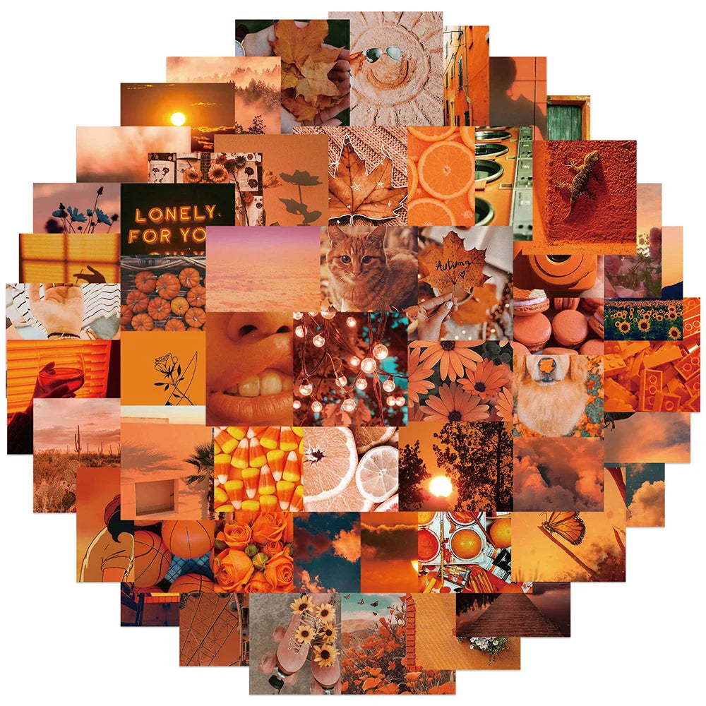 Higurashi Landscape Stickers Aesthetic Orange Decals for Luggage Laptop Phone Scrapbook Wall 10/30/56pcs (ONLINE ORDER ONLY)