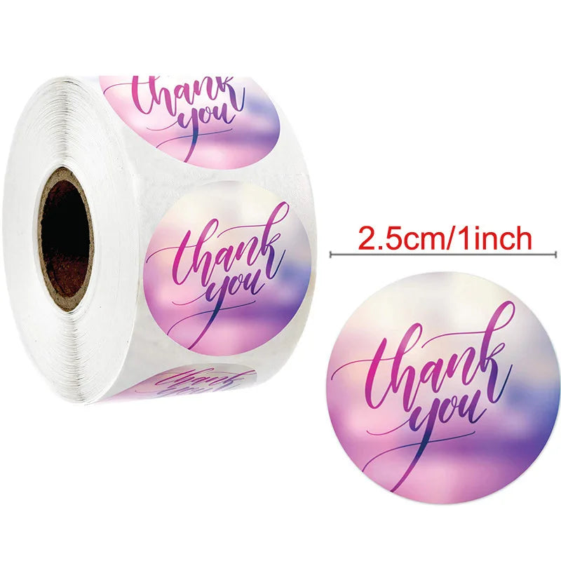 500pcs Round Pink Flowers Pattern Thank You Stickers Seal Labels Christmas Stickers School Teacher Reward Stationery Sticker (ONLINE ORDER ONLY)