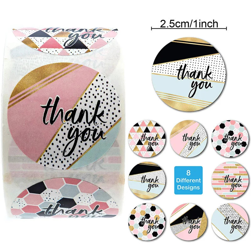 500pcs Round Pink Flowers Pattern Thank You Stickers Seal Labels Christmas Stickers School Teacher Reward Stationery Sticker (ONLINE ORDER ONLY)