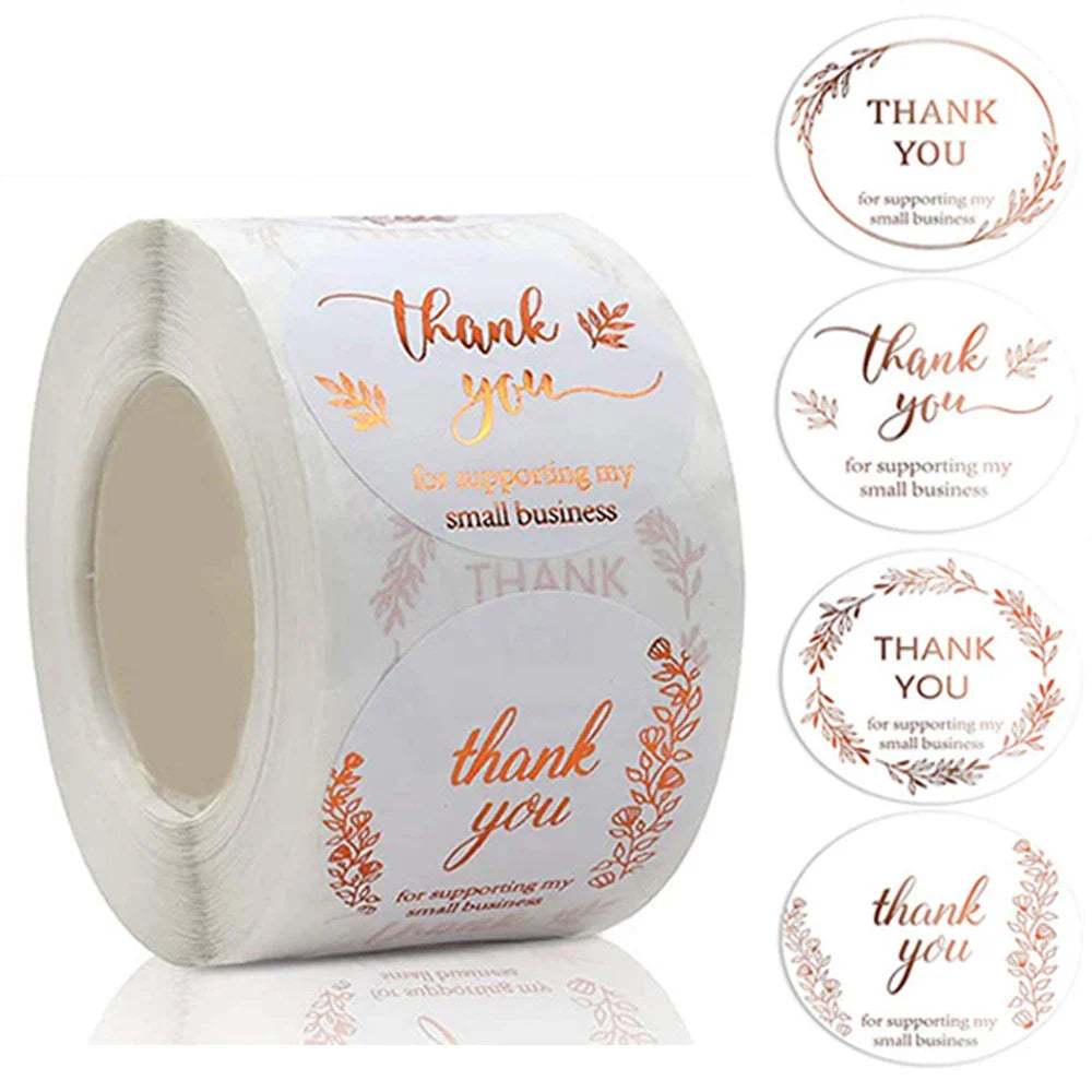 500Pcs/roll Round Labels Thank You Sticker Kraft Paper Dragees Candy Flower Garland Gift Box Cupcake Packaging Wedding Stickers (ONLINE ORDER ONLY)