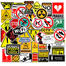 Warning Stickers Danger Signs Waterproof Decals for Laptop Motorcycle Luggage Phone Snowboard (Online Order Only)
