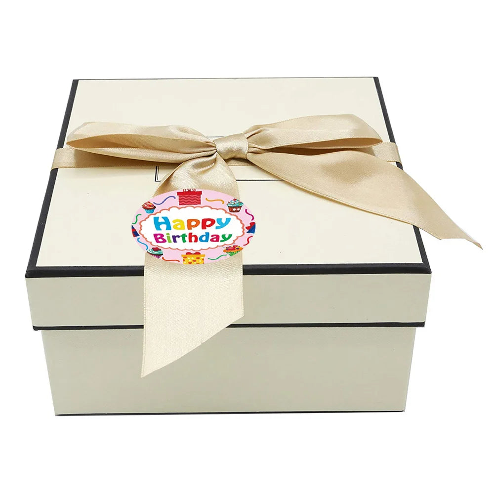 100-500pcs 8 Styles Happy Birthday Round Stickers Party Gift Packaging Seal Labels for Scrapbooking Cards Decoration (Online Order Only)