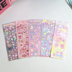 Cute ins Bear Rabbit Laser Sticker Scrapbooking Decorative Sticker Korean Hand Account DIY Diary Album Stick Label Stationery (Online Order Only)