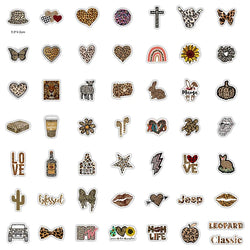 10/30/50Pcs Cartoon Leopard Love Letters Stickers Waterproof Decal Laptop Motorcycle Luggage Snowboard Fridge Phone Car Sticker (ONLINE ORDER ONLY)