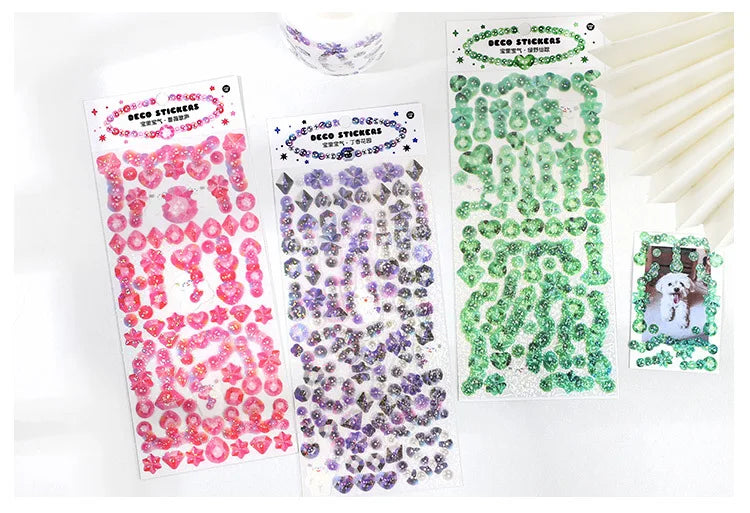 Laser Jewelry beaded Stickers Hand Account DIY Album Stick Label Decoration Scrapbooking Material Sticker Kawaii Stationery (ONLINE ORDER ONLY)