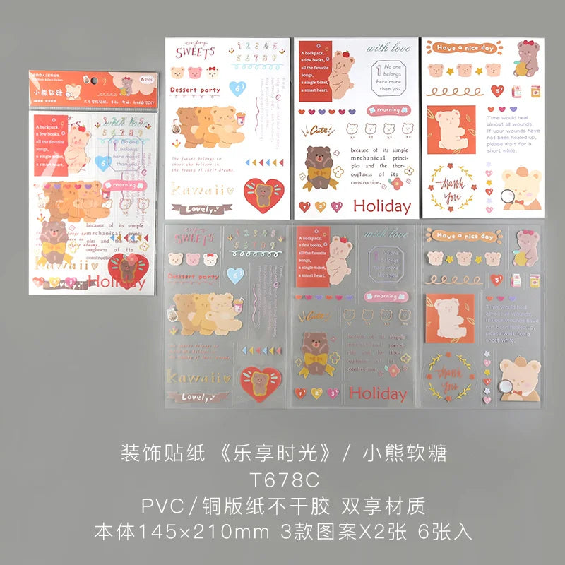 6 Sheets Enjoy Happy Time Series Stickers Scrapbooking Decorative Sticker Korean DIY Diary Album Stick Label Kawaii Stationery (ONLINE ORDER ONLY)