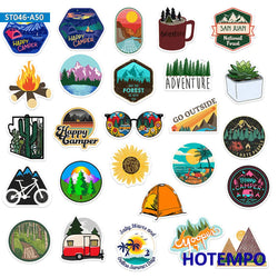 50pcs Travel Hiking Outdoor Surfing Wild Adventure Outside Camping Decal Stickers Pack for Phone Laptop Luggage Bike Car Sticker (ONLINE ORDER ONLY)
