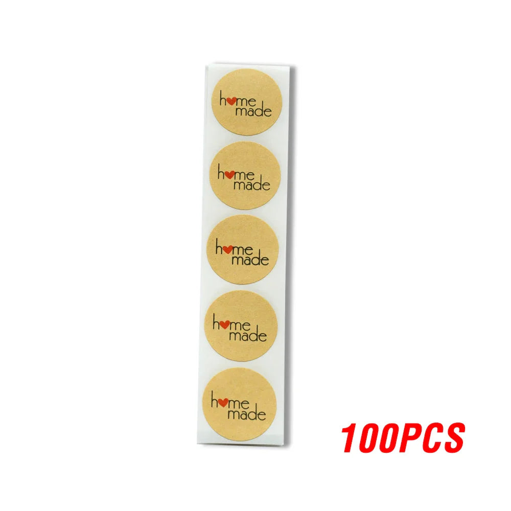 100-500pcs Kraft Paper Homemade With Love Stickers Scrapbooking For Envelope And Package Handmade Seal Labels Sticker Stationery (ONLINE ORDER ONLY)