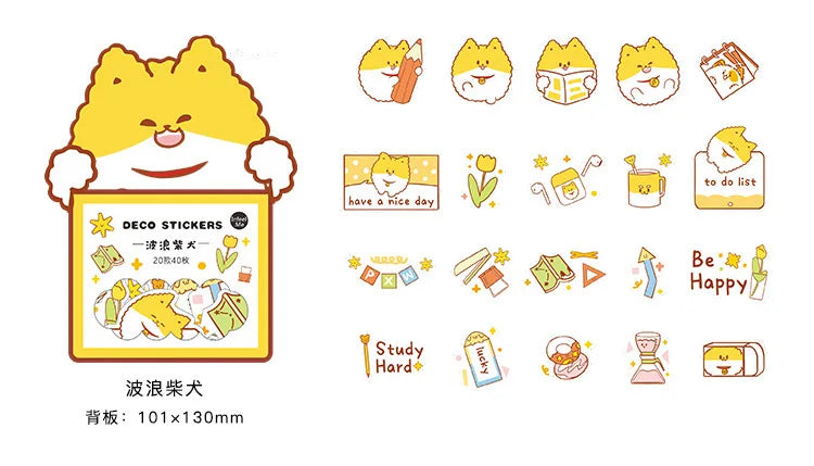 40Pcs/lot Kawaii Crimp Animal Series Decoration Sticker DIY Scrapbooking Label Diary Album Sticker Escolar Cute Stationery Gift (Online Order Only)