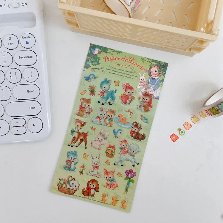 Ins Kawaii Retro Girl Sticker Scrapbooking Decorative Sticker DIY Diary Album Stick Label Korean Stationery (ONLINE ORDER ONLY)