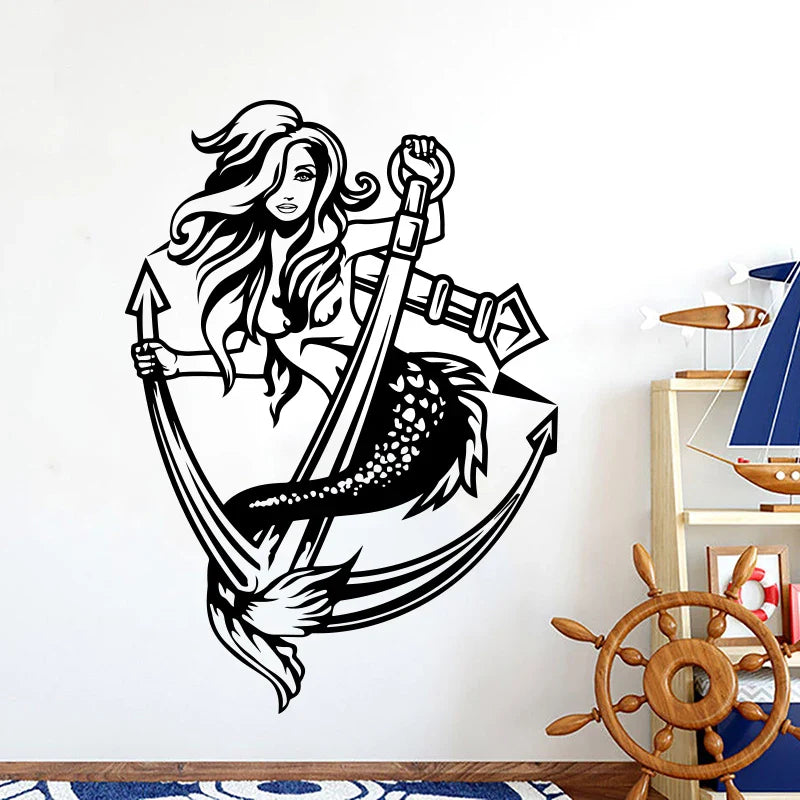 Mermaid Anchor Wall Decal Sticker for Car, Boat, Truck, Bedroom Decor (ONLINE ORDER ONLY)