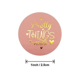 100-500pcs Round Paper Pink Pretty Things Inside Stickers Gold Thank You Stickers For Small Business Packaging Seal Label (ONLINE ORDER ONLY)