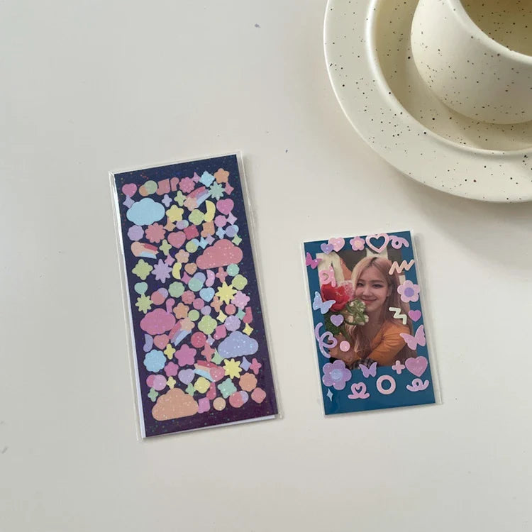 Ins Laser Flower Butterfly Stickers Scrapbooking Stick Label  Hand Account DIY Decoration Material Sticker Kawaii Stationery (ONLINE ORDER ONLY)