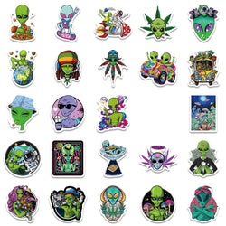 10/50PCS Weed Alien Sticker Psychedelic Funny Characters Leaves Graffiti Stickers Bike Travel Luggage Guitar Laptop Cool Sticker (Online Order Only)