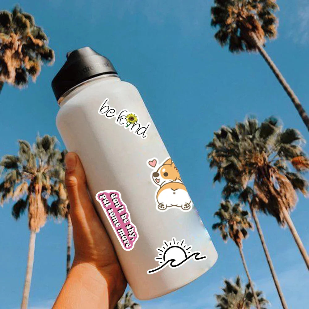 50pcs Cartoon Vsco Girls Simple Fresh Sticker For WaterBottle Suitcase Decals Skateboarding Motorcycle Children Gift Stickers (ONLINE ORDER ONLY)
