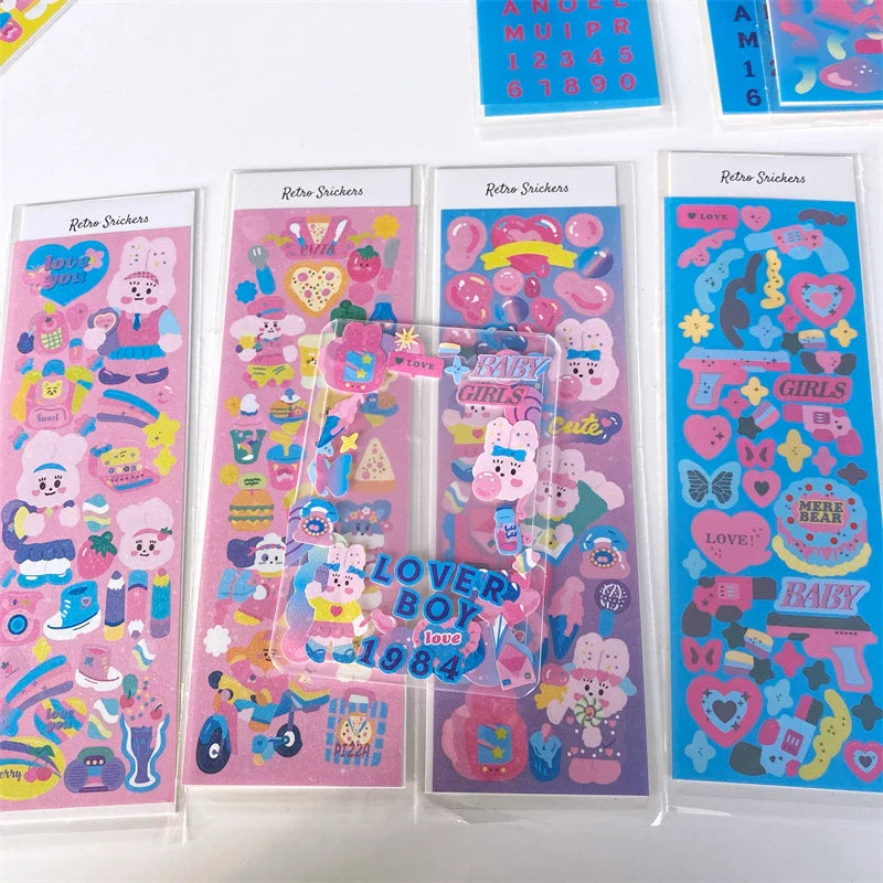 Cute Rabbit Laser Sticker Letters Decorative Stickers Idol Card Making Scrapbooking Journal Photo Album Stick Label Stationery (Online Order Only)