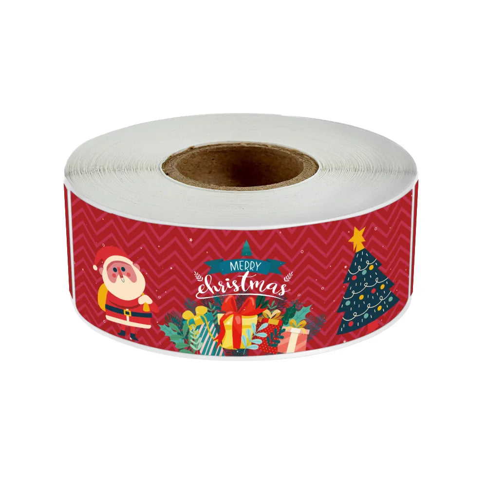 120pcs/roll Merry Christmas Stickers Cute Santa Claus Xmas Tree Thank You Labels For Gift Box Present Sealing Package Decoration (Online Order Only)