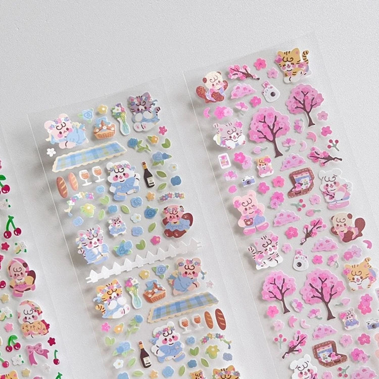 Kawaii Sakura Cat Series Stickers Scrapbooking Decorative Sticker Korean DIY Diary Album Stick Label School Stationery (ONLINE ORDER ONLY)