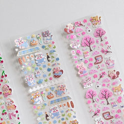 Kawaii Sakura Cat Series Stickers Scrapbooking Decorative Sticker Korean DIY Diary Album Stick Label School Stationery (ONLINE ORDER ONLY)