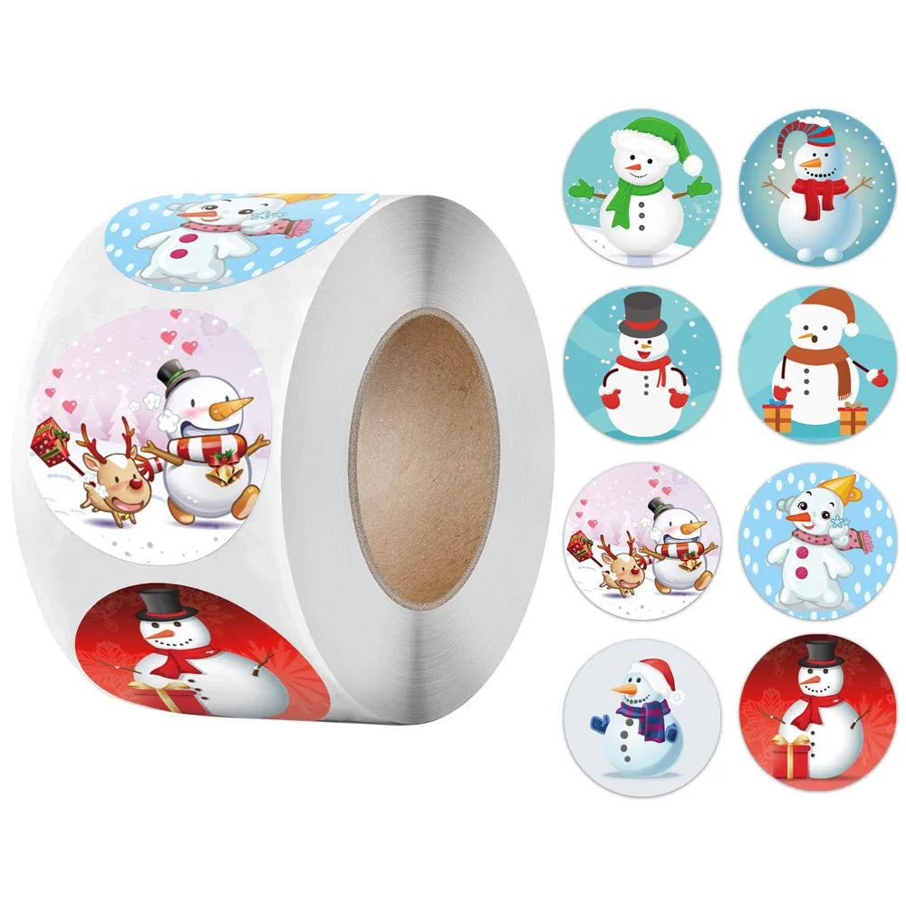 100-500pcs Christmas Stickers Roll Cartoons Gift Cards Party Package Cute Santa Label Sealing Decor Party Decorative Stickers (ONLINE ORDER ONLY)