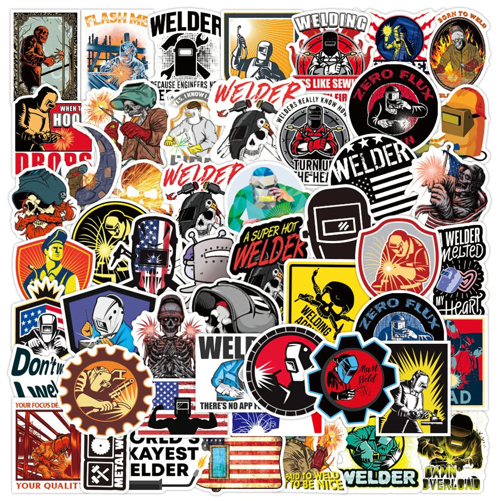 Mixed Welding Graffiti Stickers 10/30/50PCS Waterproof DIY Decals for Luggage, Skateboard, Toys (ONLINE ORDER ONLY)