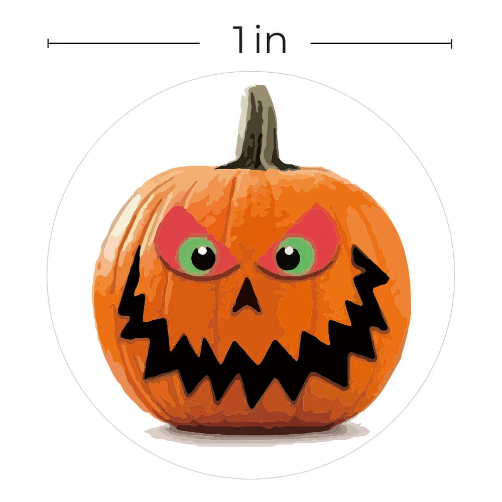 100-500pcsHalloween Pumpkin Ghost Round Handmade Packaging Sealing Label Sticker DIY Halloween Gift Stickers Halloween Decor (Online Order Only)