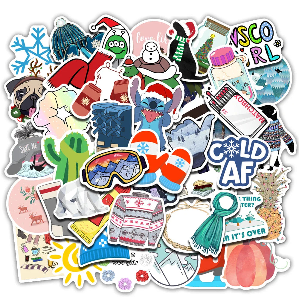 35/50/75PCS Cartoon Simple VSCO Girls Kawaii Stickers For Chidren Toy Waterproof Sticker to DIY Laptop Bicycle Helmet Car Decals (Online Order Only)