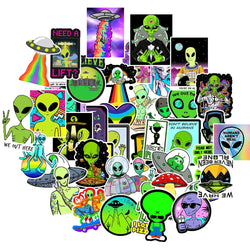 10/30/50PCS Alien UFO Anime Stickers Laptop Guitar Luggage Fridge Phone Bike Waterproof Graffiti Sticker Decal Kid Classic Toys (ONLINE ORDER ONLY)
