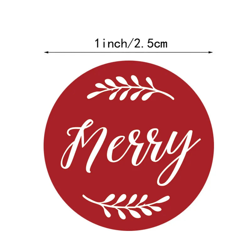 100-500Pcs Merry Christmas Sticker Christmas Party Holiday Decoration Gift Sealing Glue Baking Packaging Sticker Label 1inch (ONLINE ORDER ONLY)