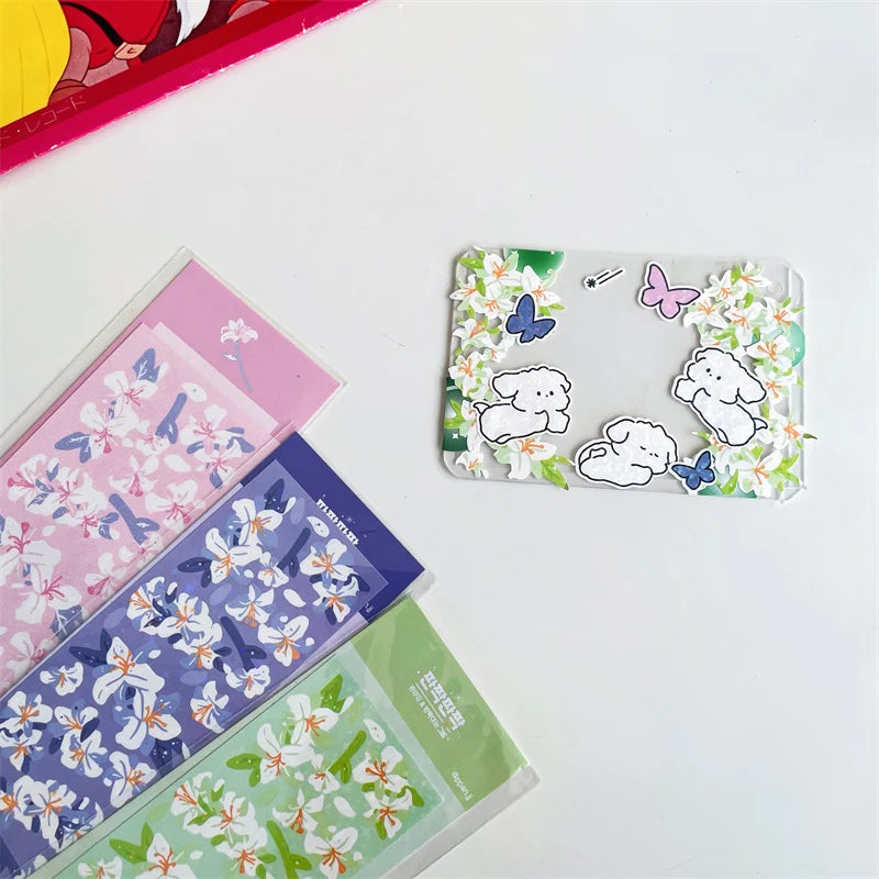 Beautiful Lily Flower Sticker Idol Card DIY Scrapbooking Decorative Sticker DIY Diary Album Stick Label Korean Kawaii Stationery (Online Order Only)