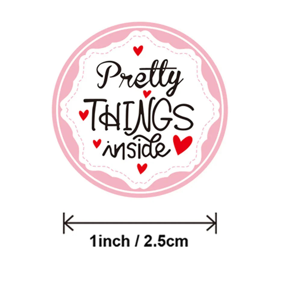 100-500pcs Round Paper Pink Pretty Things Inside Stickers Gold Thank You Stickers For Small Business Packaging Seal Label (ONLINE ORDER ONLY)
