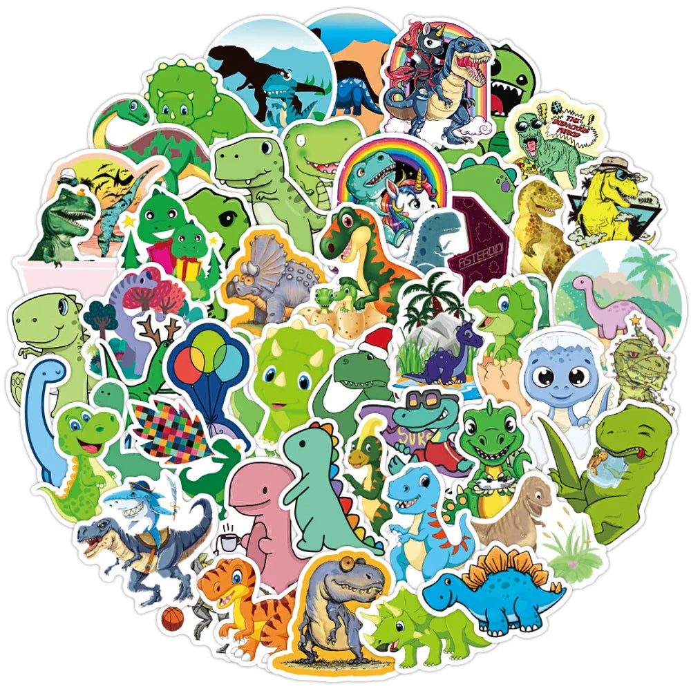 Dinosaur Waterproof Stickers for Kids - Skateboard, Fridge, Guitar, Laptop Decals (10/30/50PCS) (Online Order Only)