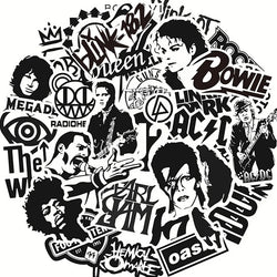 10/30/50Pcs Black and White Rock Band Stickers DIY Waterproof Skateboard Guitar Motorcycle Luggage Graffiti Cool Sticker Kid Toy (Online Order Only)