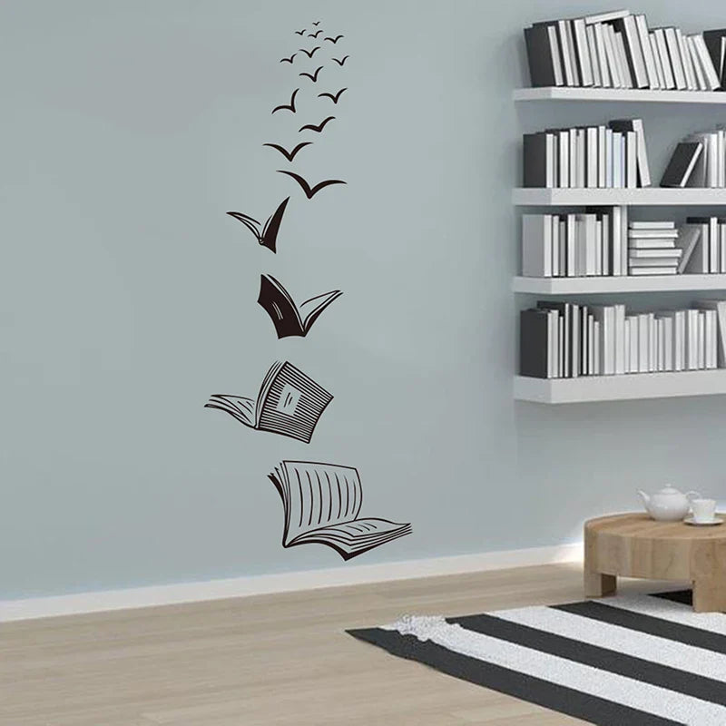 Fly Birds Wall Sticker Library Classroom Reading Book Decal School Bedroom Vinyl Decor (ONLINE ORDER ONLY)